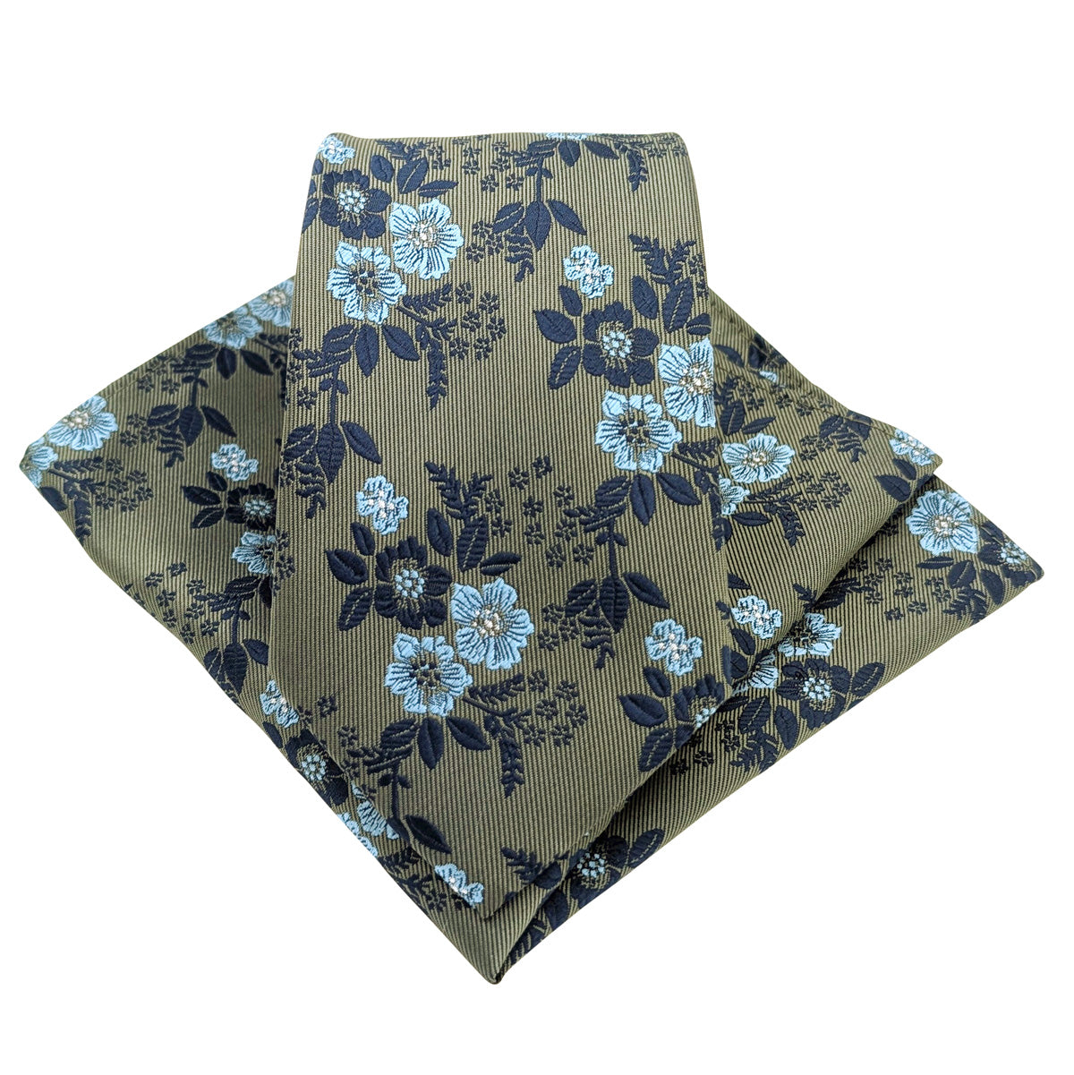 Khaki-Olive-Blossom-Wedding-Tie-and-Pocket-Square