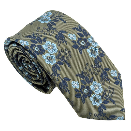 Khaki-Olive-Blossom-Wedding-Tie
