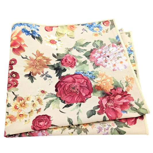 Lemon-Large-Floral-Cotton-Pocket-Square