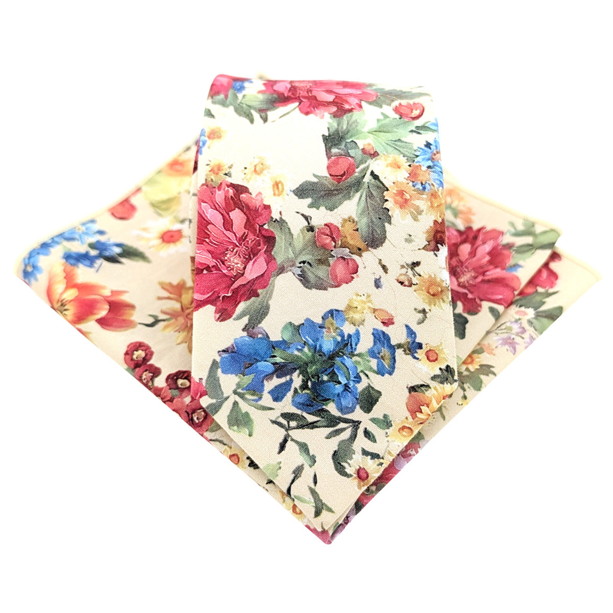 Lemon-Large-Floral-Cotton-Tie-and-Hanky-Set