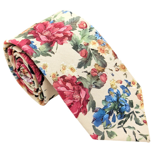 Lemon-Large-Floral-Cotton-Wedding-Tie