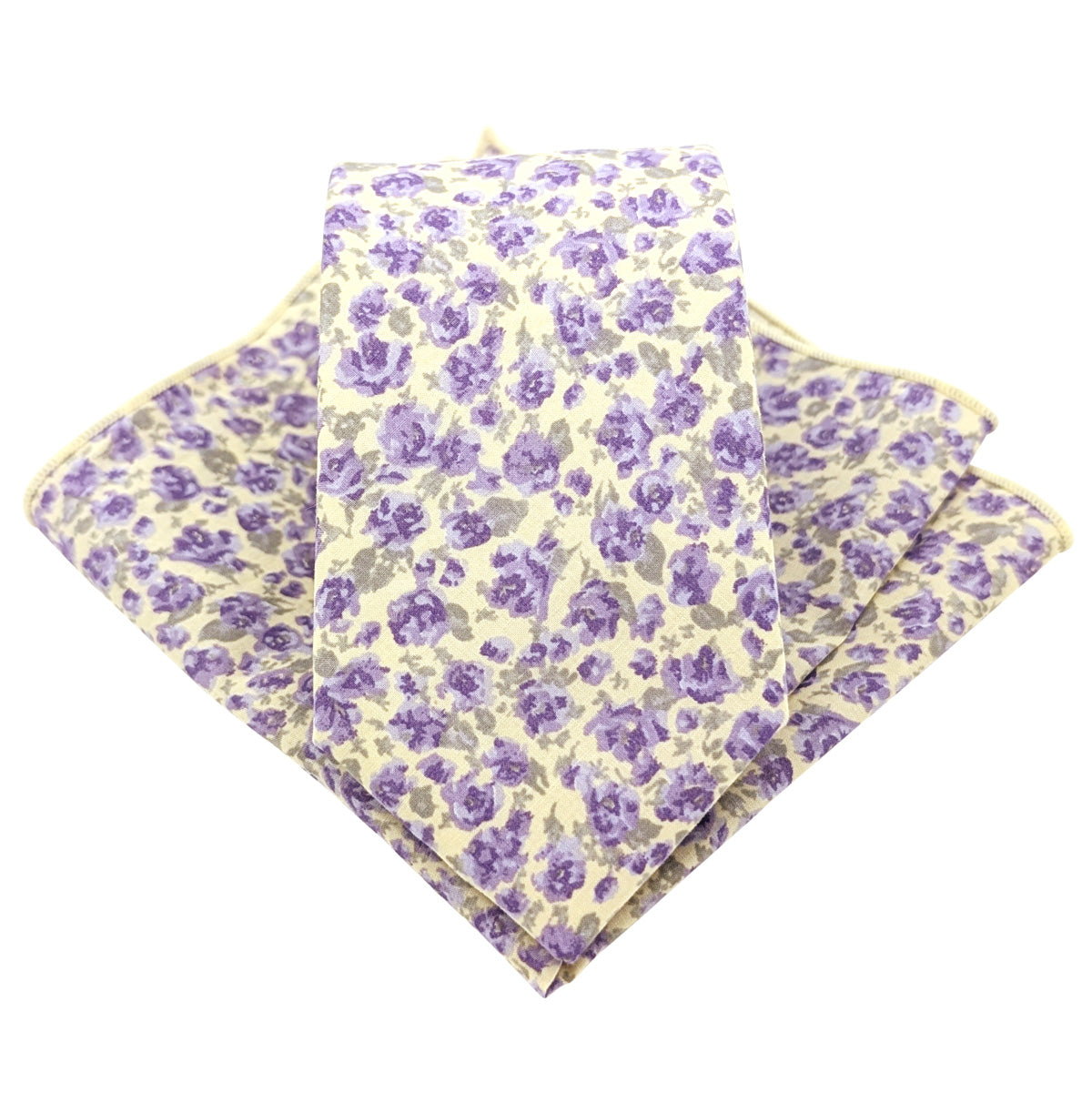 Lilac-Ditsy-Floral-Cotton-Tie-and-hanky-Set