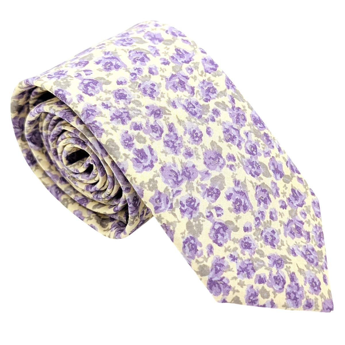 Lilac-Ditsy-Floral-Cotton-Wedding-Tie