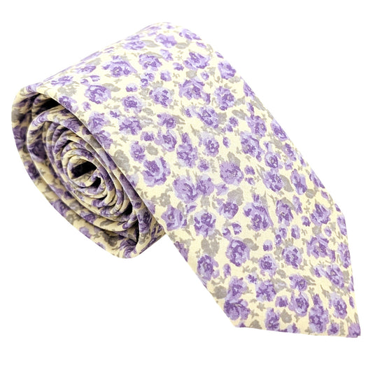 Lilac-Ditsy-Floral-Cotton-Wedding-Tie