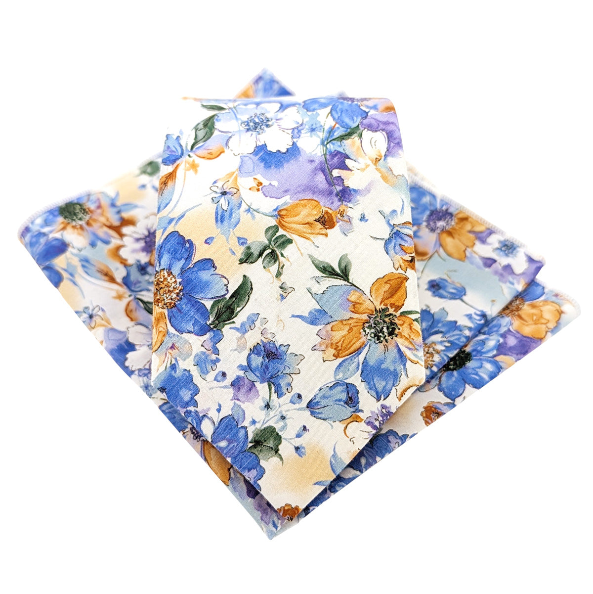 Lilac-_-Blue-Floral-Cotton-Tie-and-hanky-set