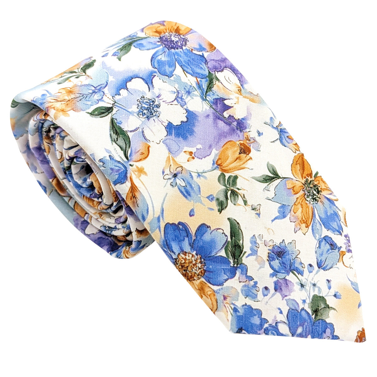 Lilac-_-Blue-Floral-Cotton-Wedding-Tie