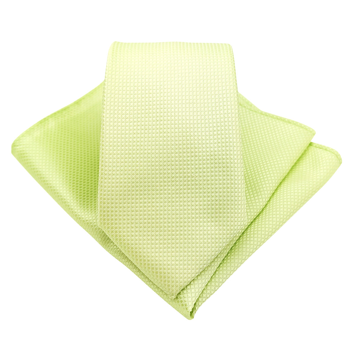 Lime Sorbet Textured Wedding Tie and Pocket Square Set