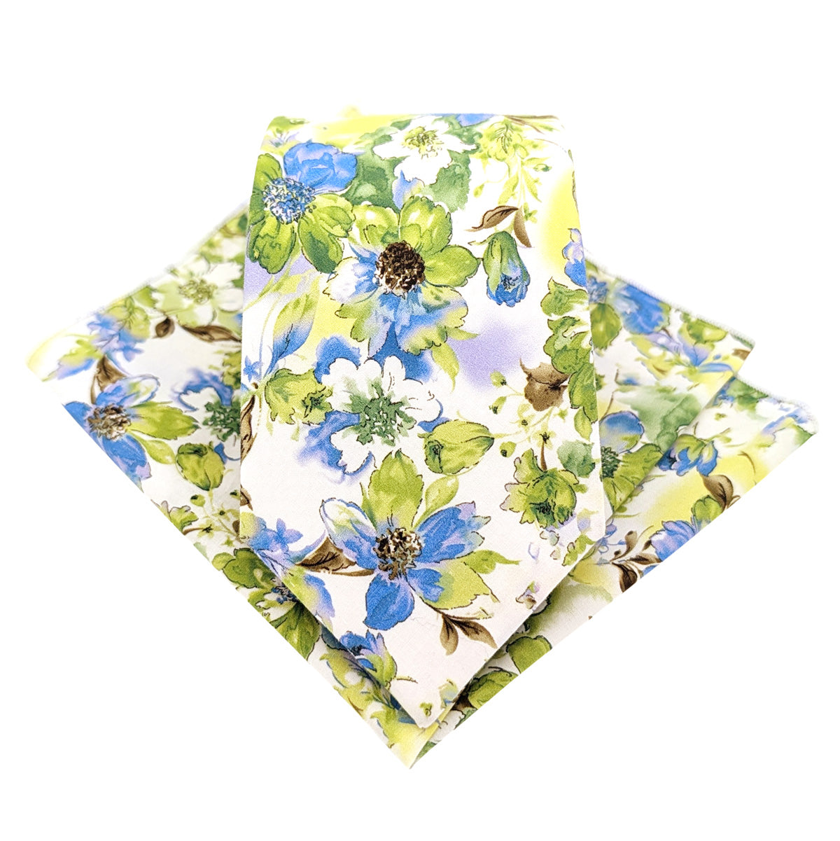 Lime-_-Blue-Floral-Cotton-Tie-and-hanky-set