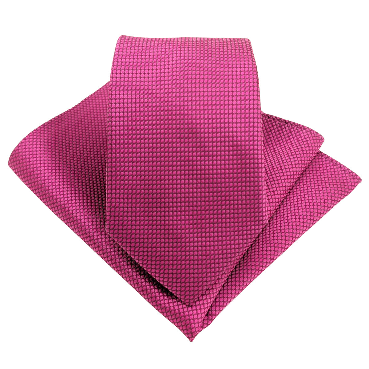Magenta Textured Wedding Tie and Pocket Square Set