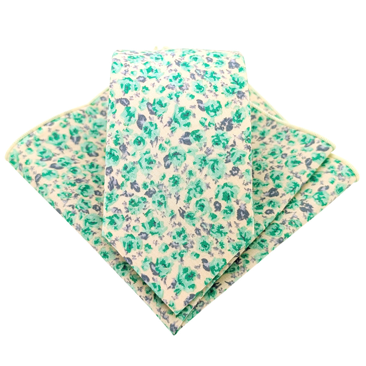 Mint-Ditsy-Floral-Cotton-Tie-and-hanky-set