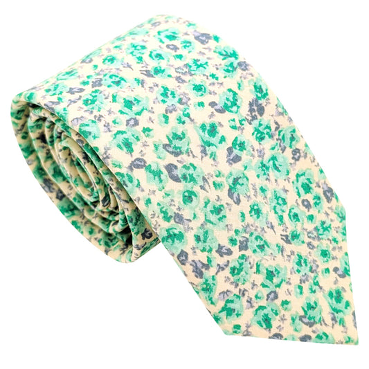 Mint-Ditsy-Floral-Cotton-Wedding-Tie