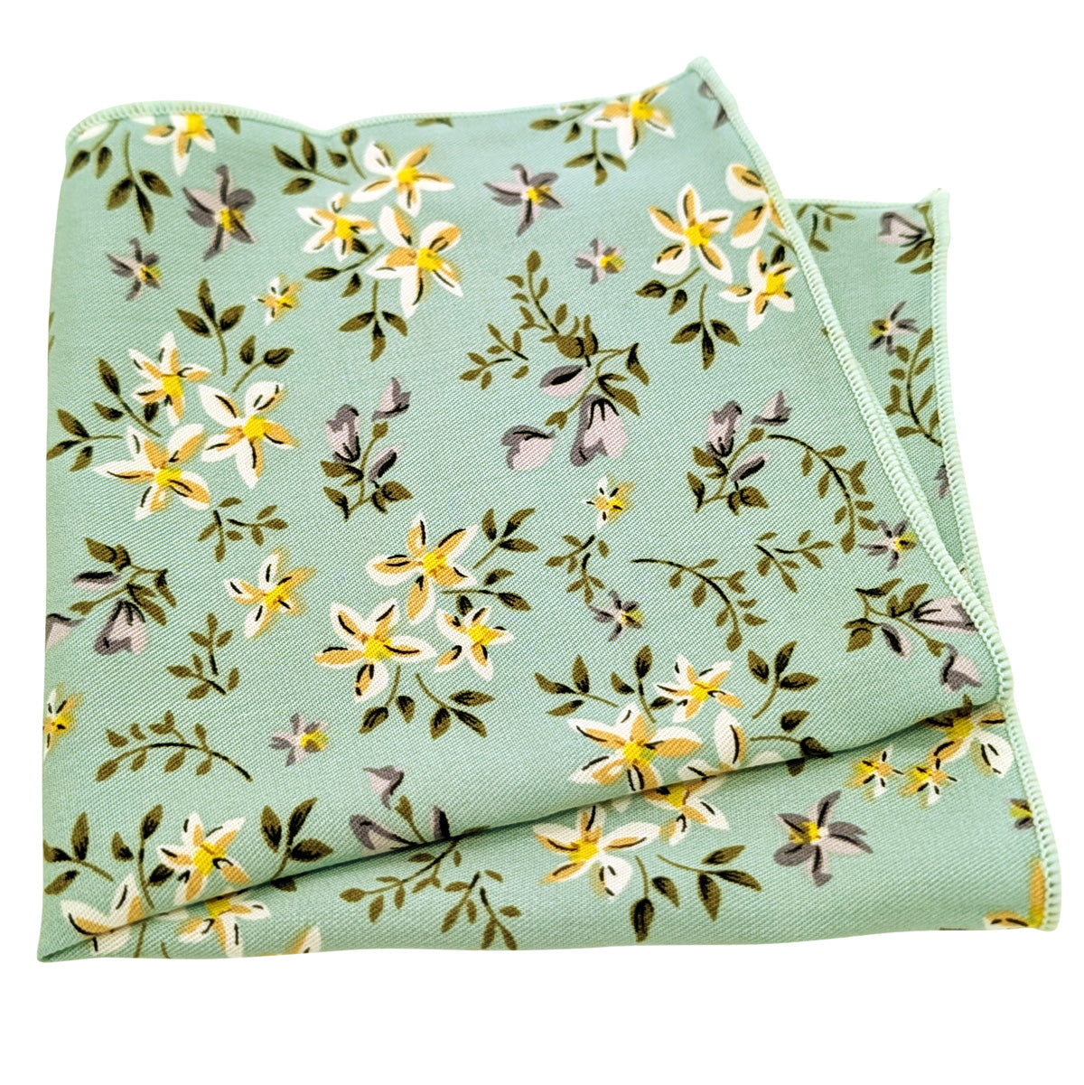 Mint-Floral-Cotton-Pocket-Square