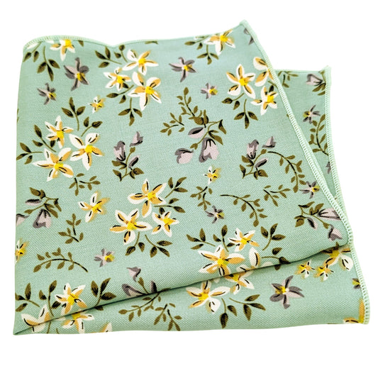 Mint-Floral-Cotton-Pocket-Square