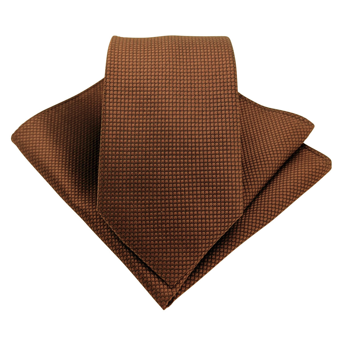 Mocha Textured Wedding Tie and Pocket Square Set