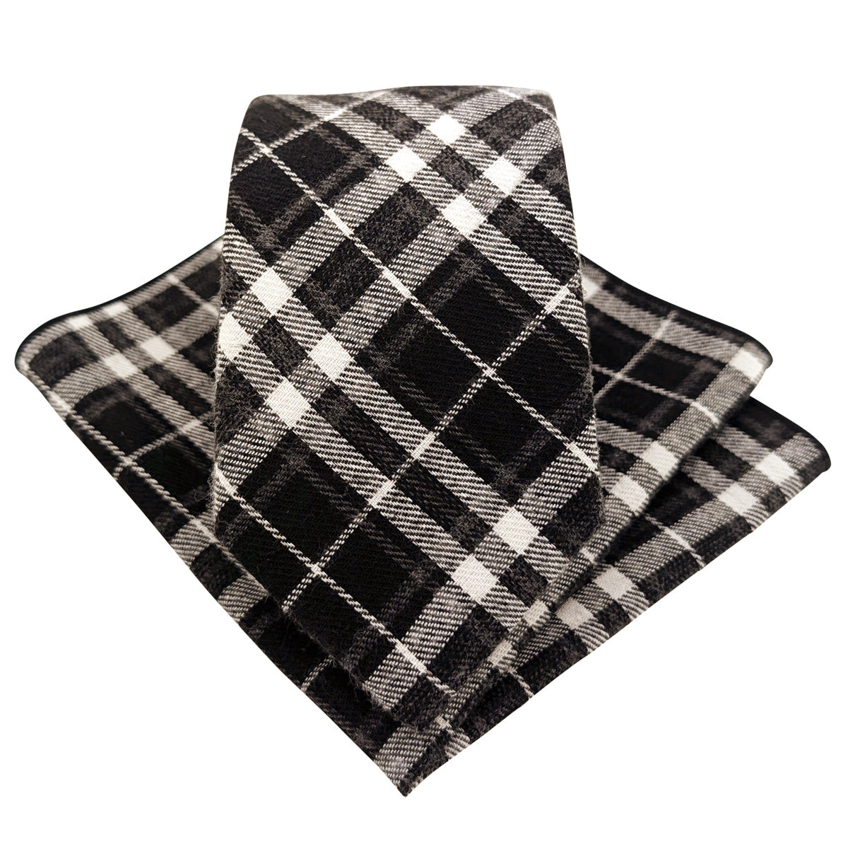 Monochrome-Tartan-Tie-and-hanky-set