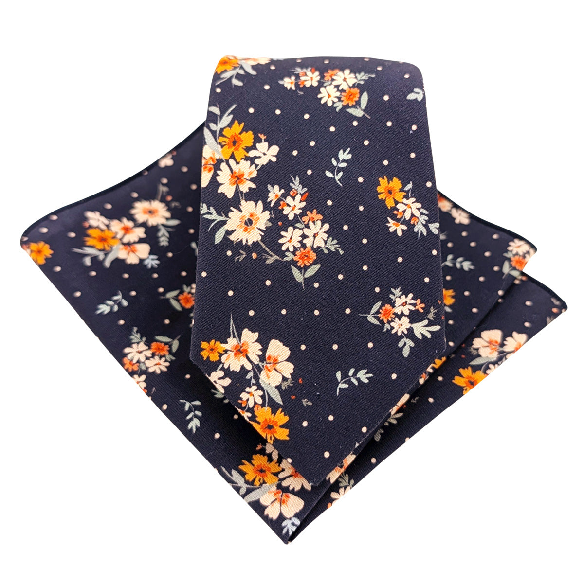 Navy-Ditsy-Floral-Cotton-Tie-and-hanky-set