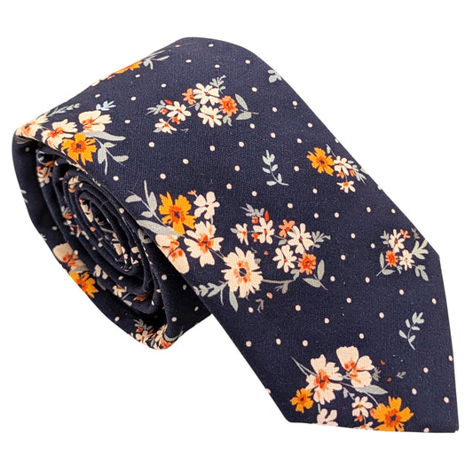 Navy-Ditsy-Floral-Cotton-Wedding-Tie