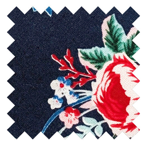 Navy Tropical Floral Cotton Wedding Swatch