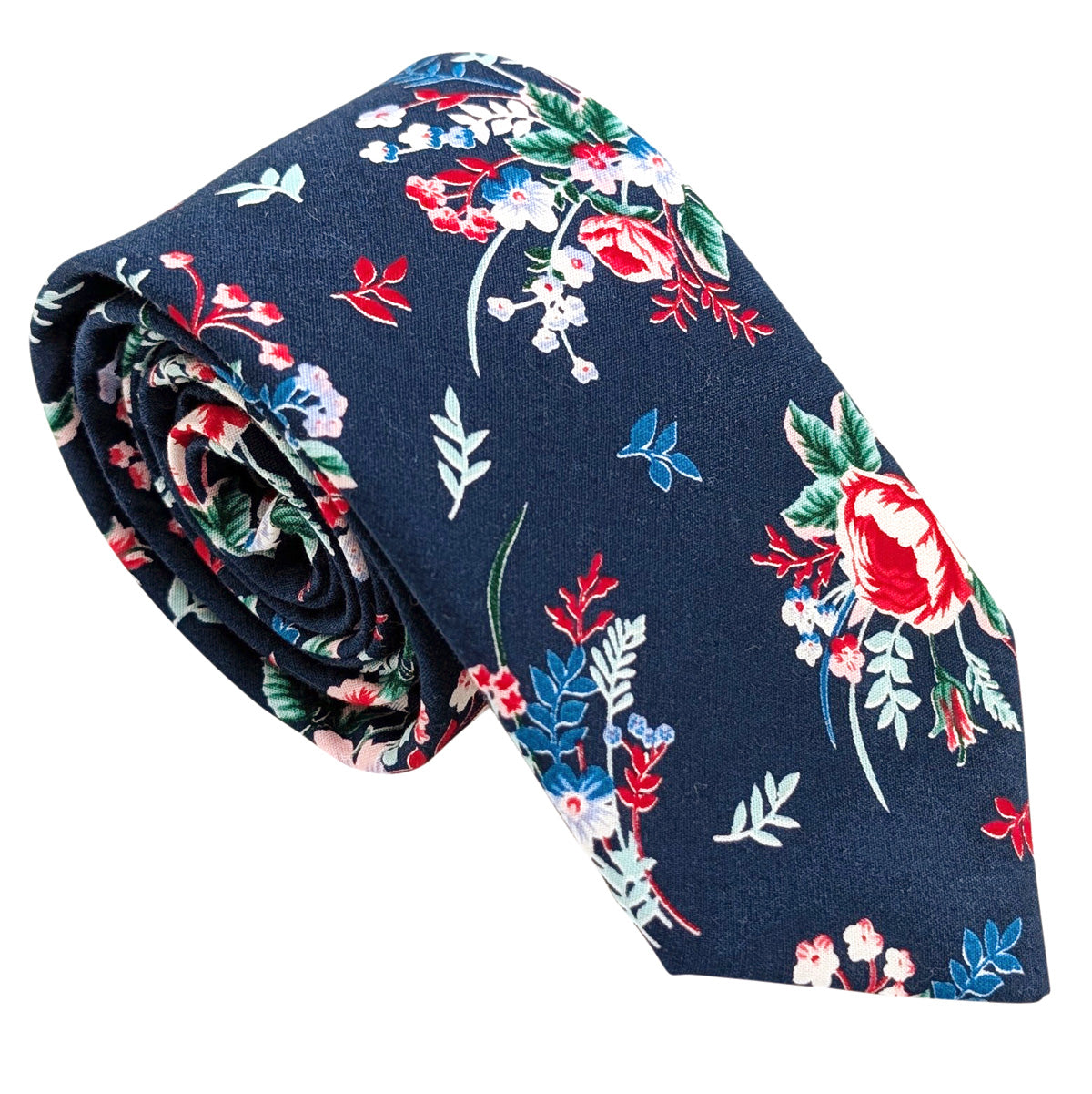 Navy-Tropical-Floral-Cotton-Wedding-Tie