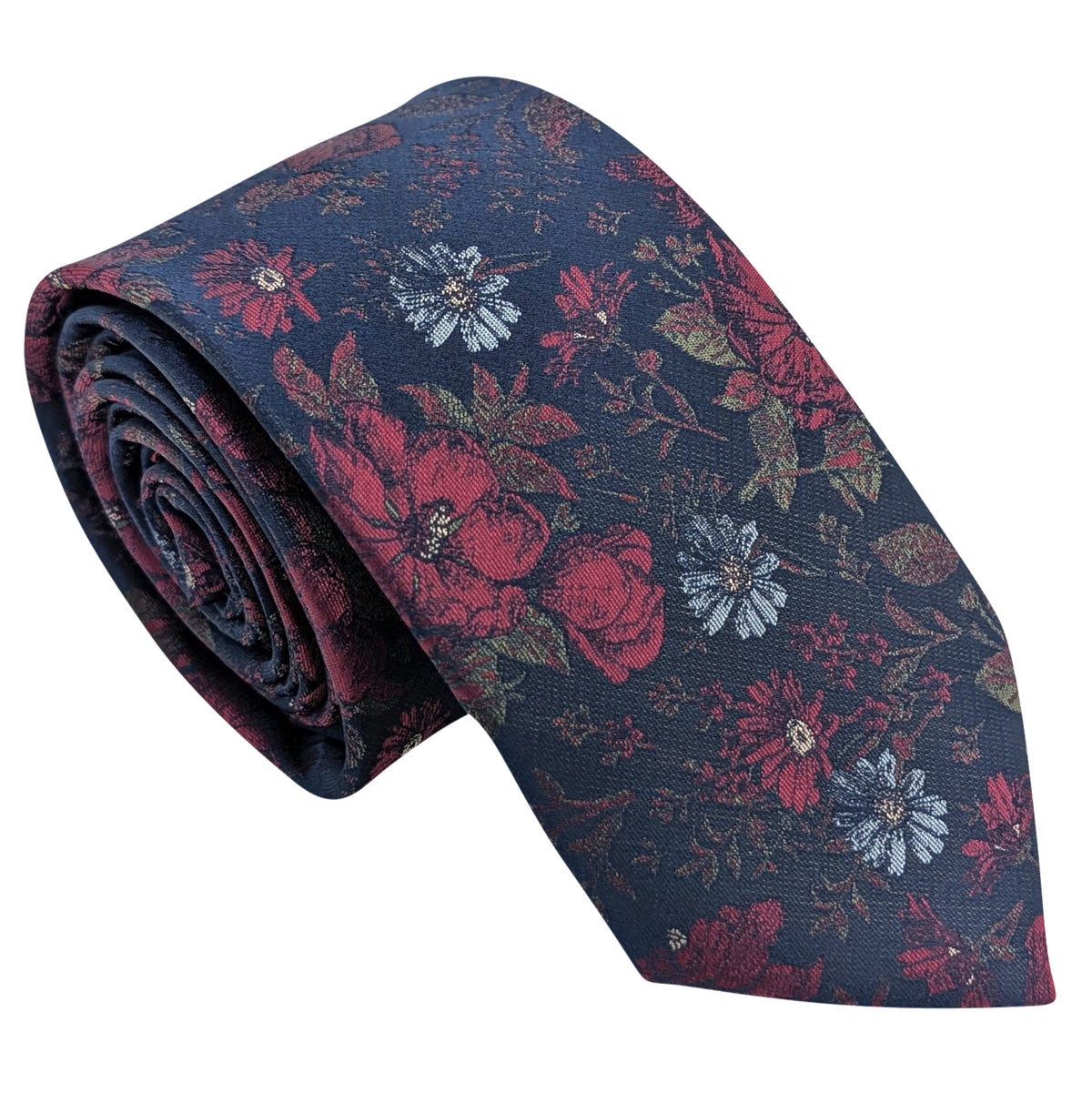 Navy-_-Berry-Wildflowers-Wedding-Tie