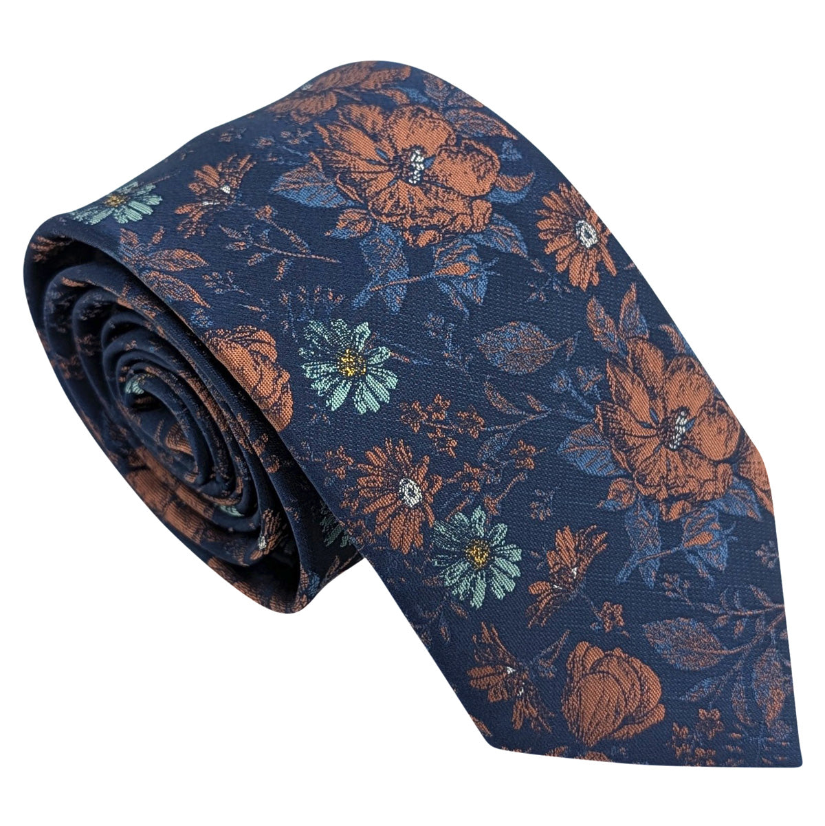 Navy-_-Bronze-Wildflowers-Wedding-Tie