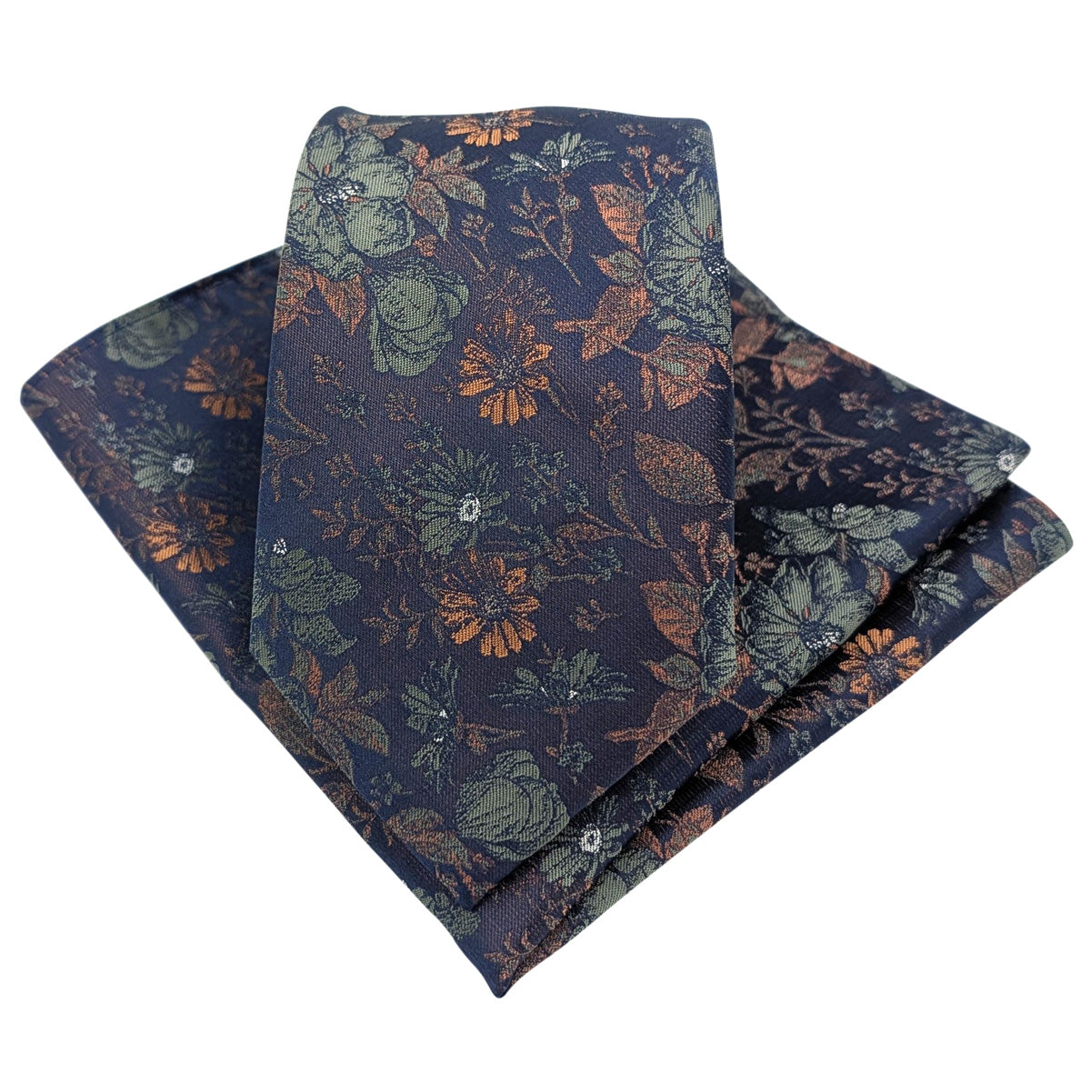 Navy-_-Olive-Wildflowers-Wedding-Tie-and-Pocket-Square