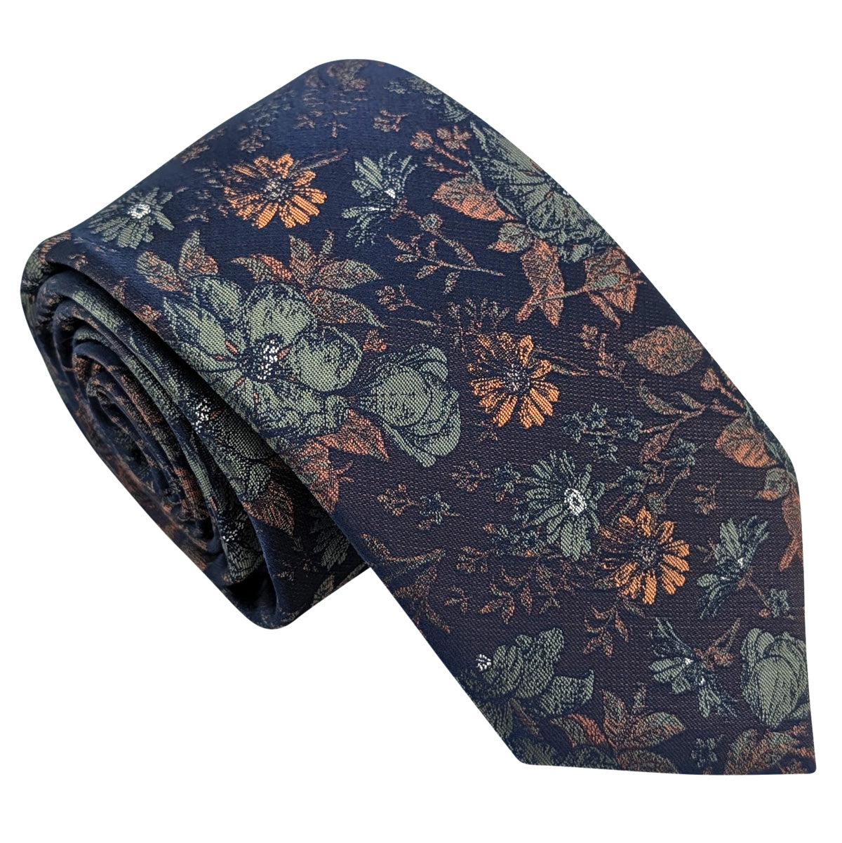 Navy-_-Olive-Wildflowers-Wedding-Tie