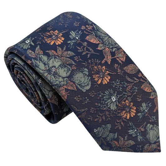 Navy-_-Olive-Wildflowers-Wedding-Tie