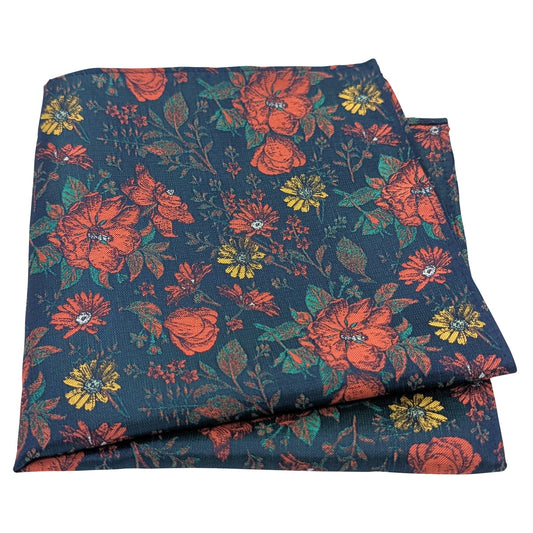 Navy-_-Orange-Wildflowers-Pocket-Square