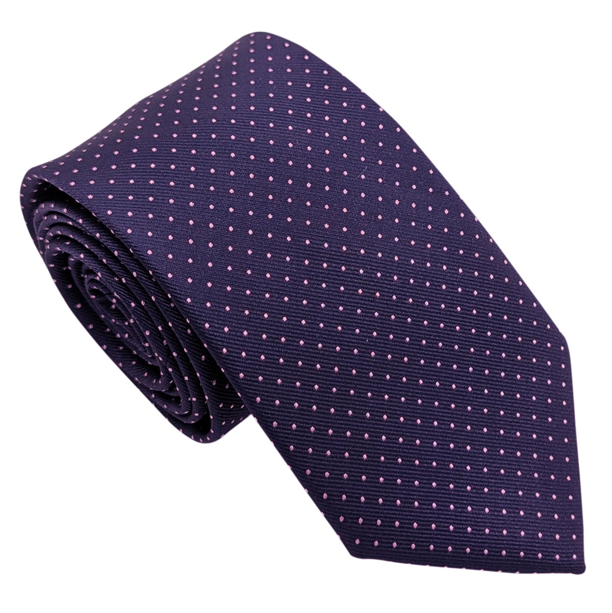 Navy & Pink Pin Dots Wedding Tie