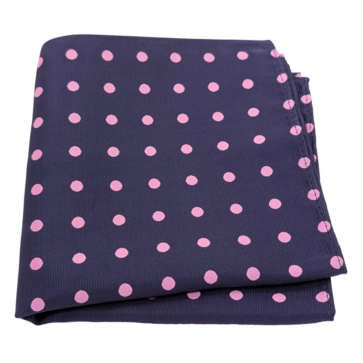 Navy & Pink Spot Pocket Square
