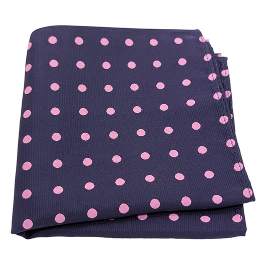 Navy & Pink Spot Pocket Square