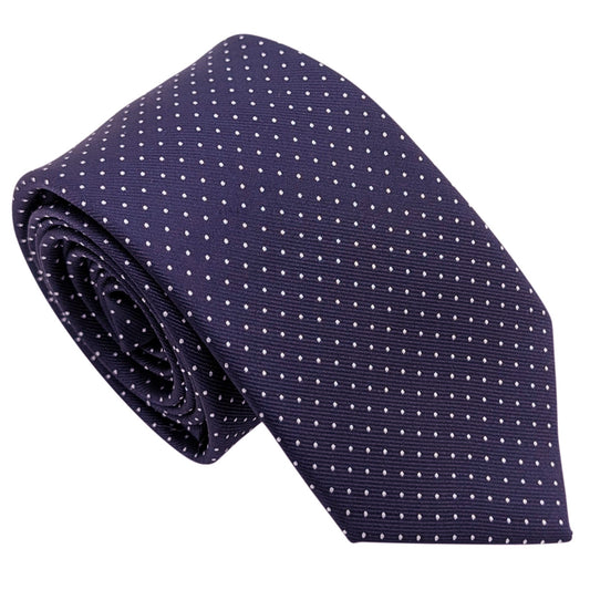 Navy & White Pin Dots Wedding Tie