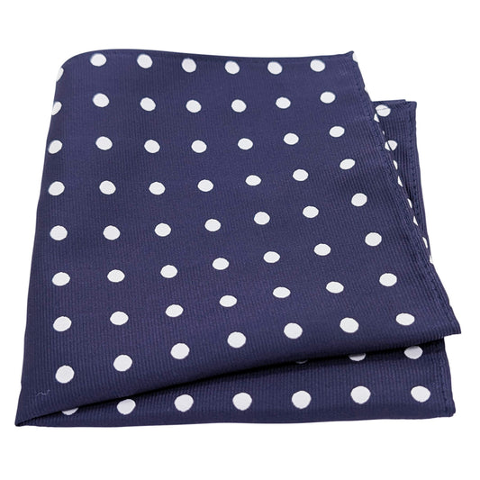Navy & White Spot Pocket Square
