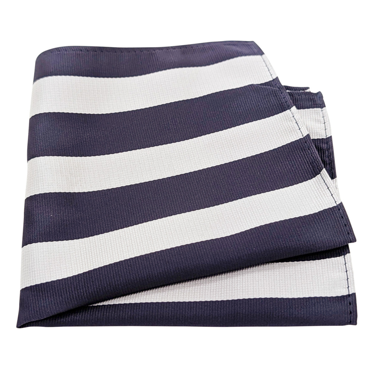 Navy White Stripe Pocket Square