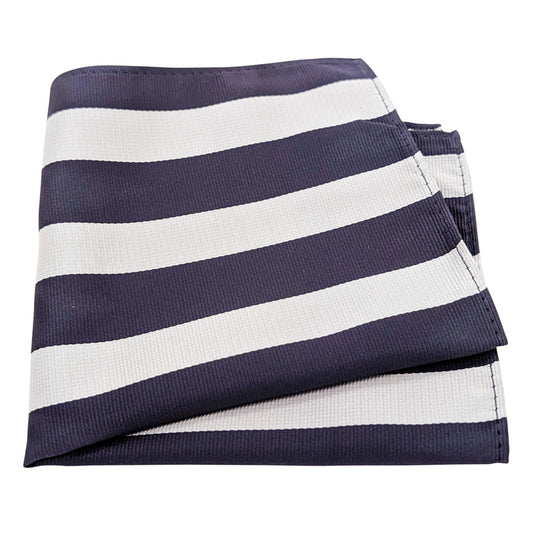 Navy White Stripe Pocket Square