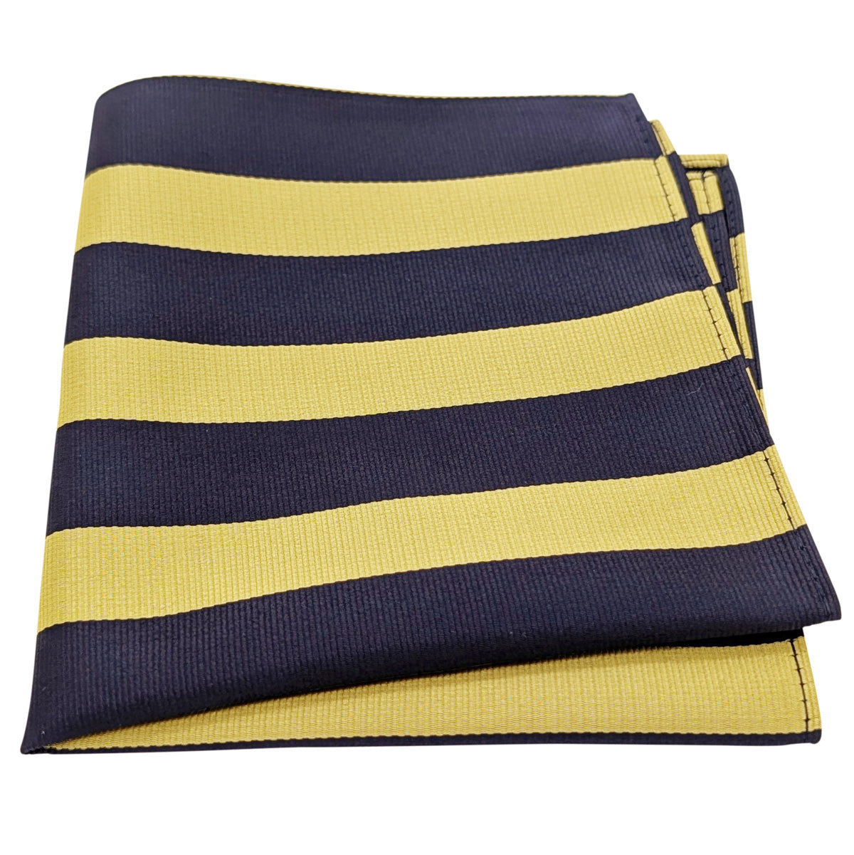 Navy Yellow Stripe Pocket Square