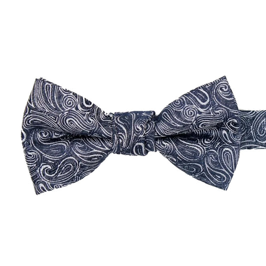 Navy Paisley Boys Bow Tie on adjustable neckstrap