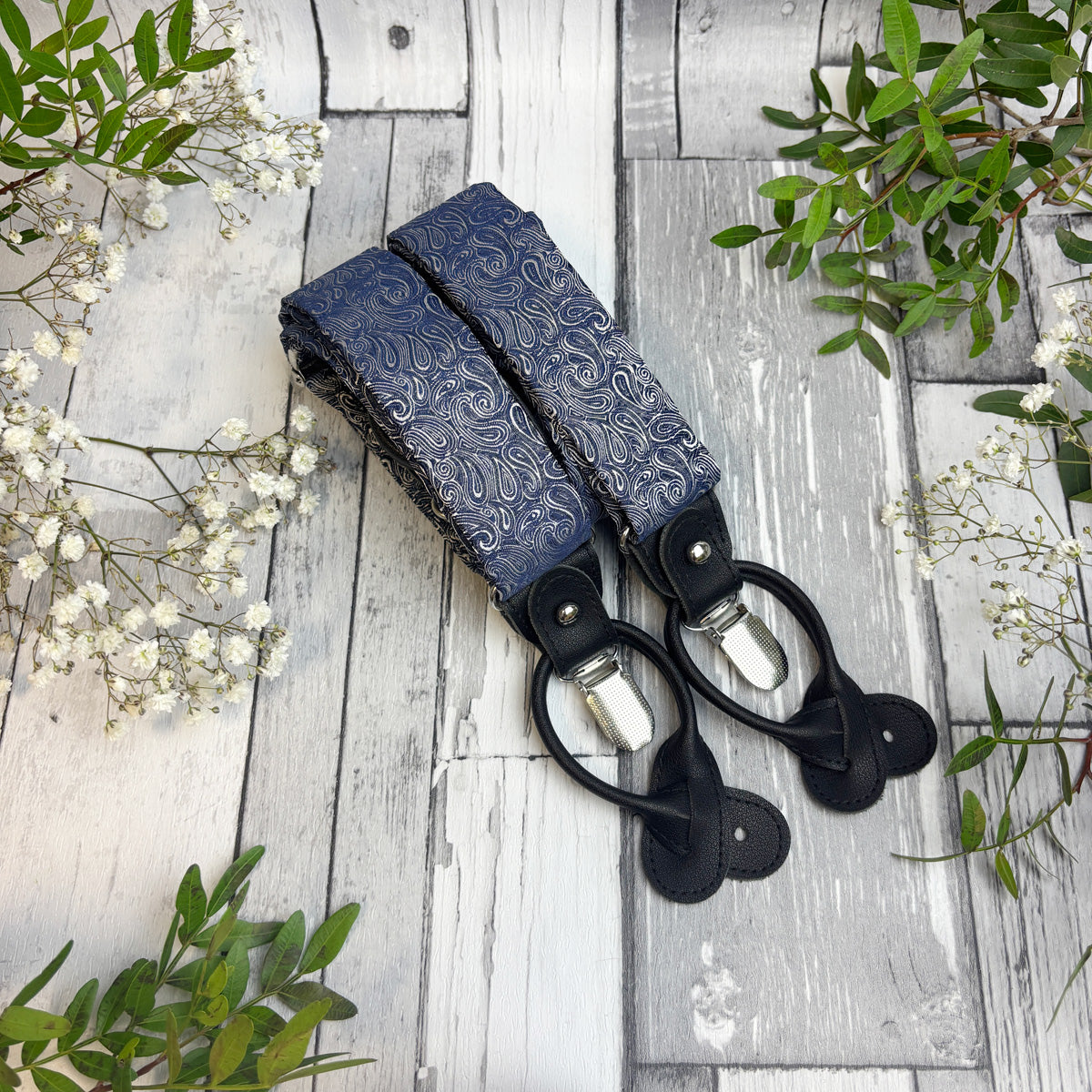 Navy Paisley Braces
