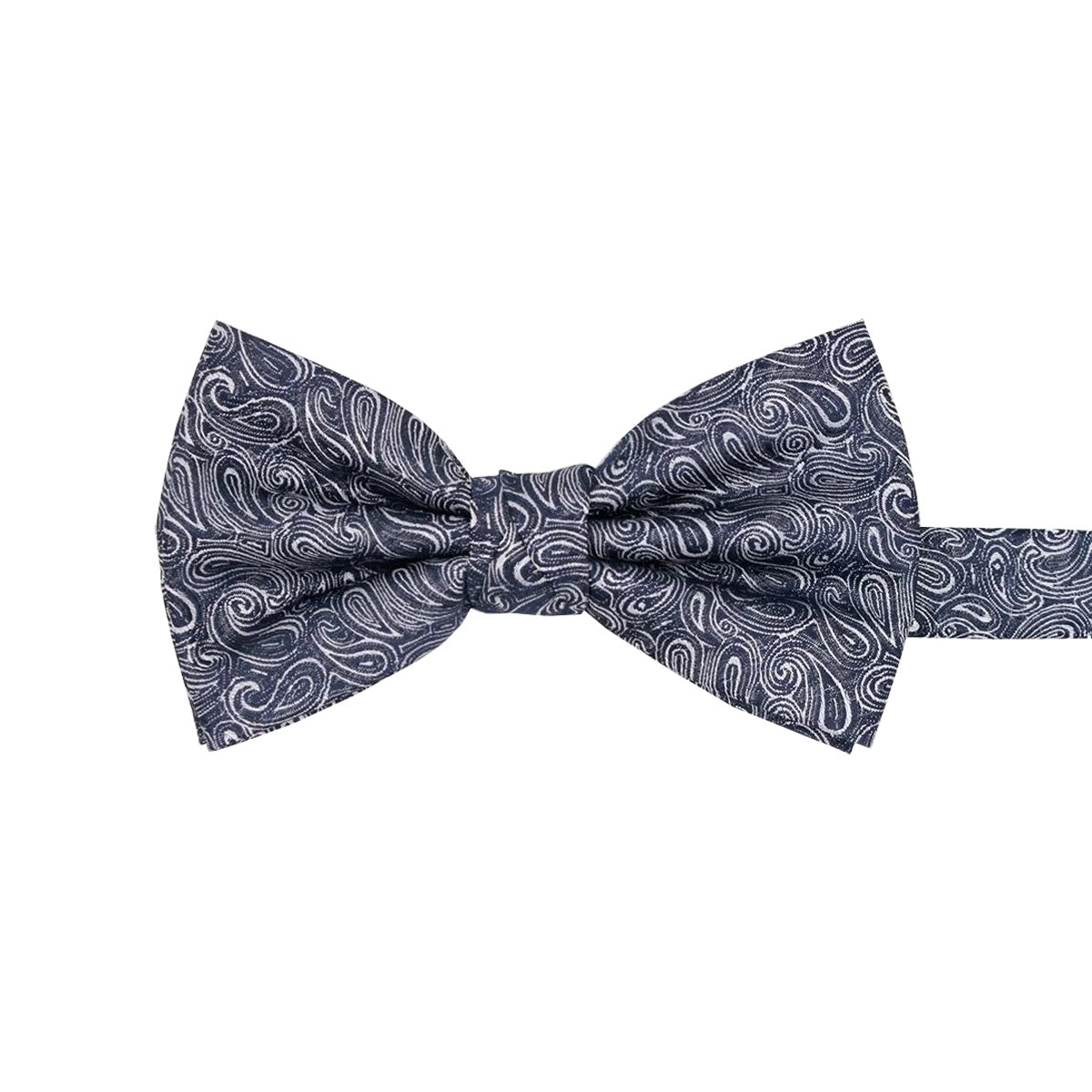 Navy Paisley Boys Bow Tie on adjustable neckstrap