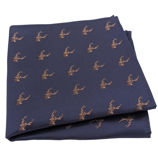 Navy Stags Pocket Square