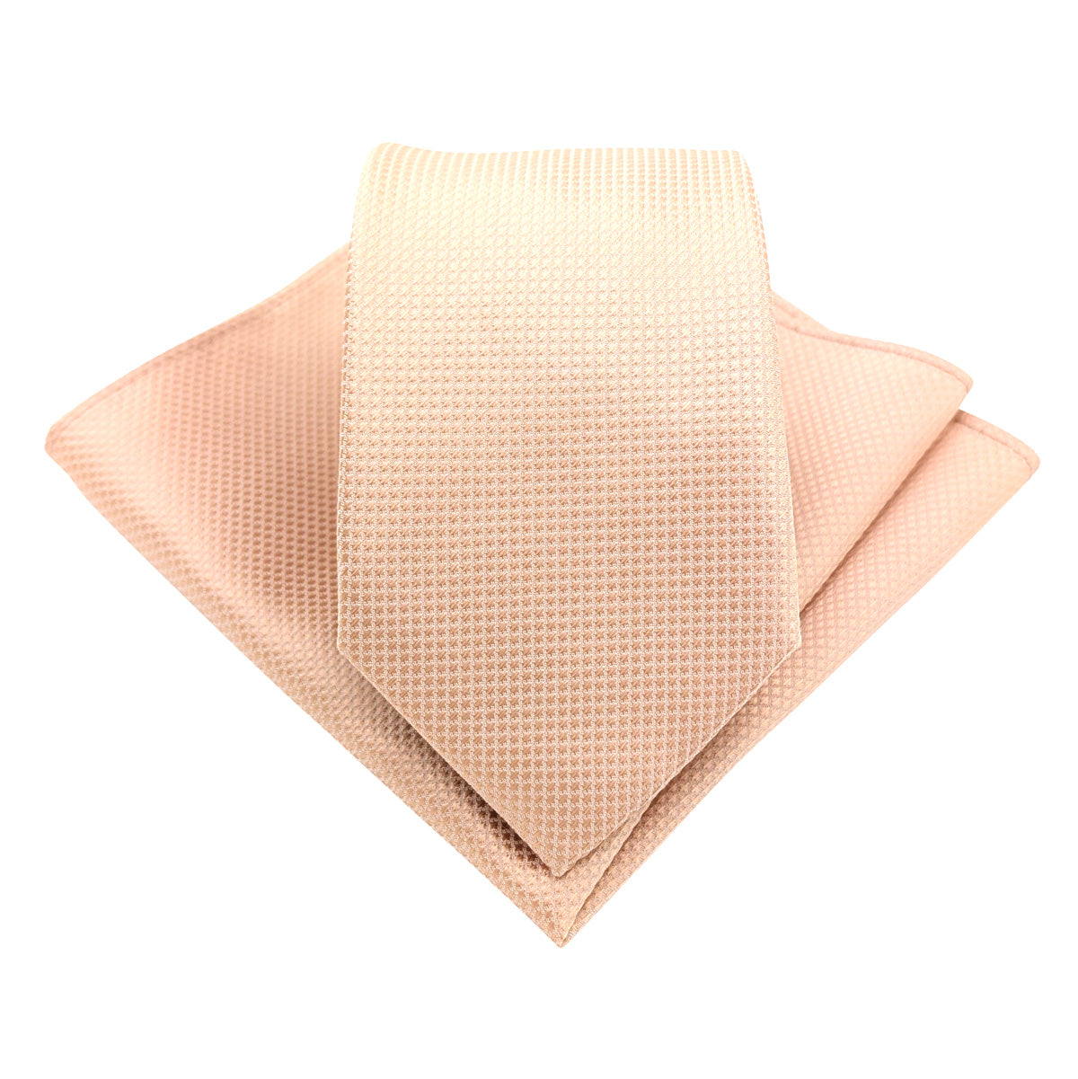 Nude Textured Wedding Tie and Pocket Square Set
