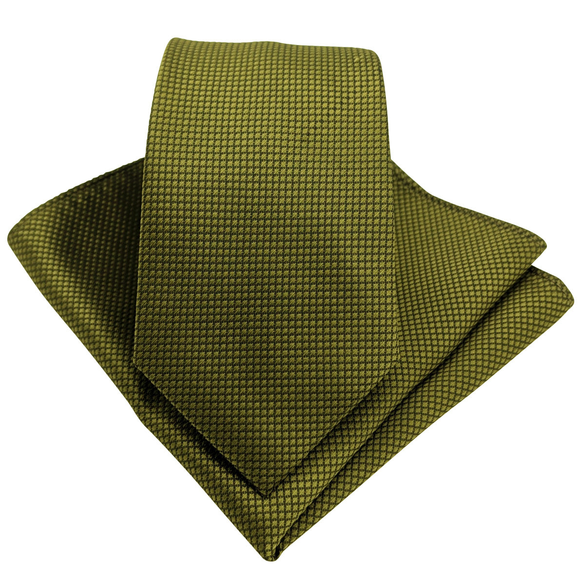 Olive Textured Wedding Tie and Pocket Square Set