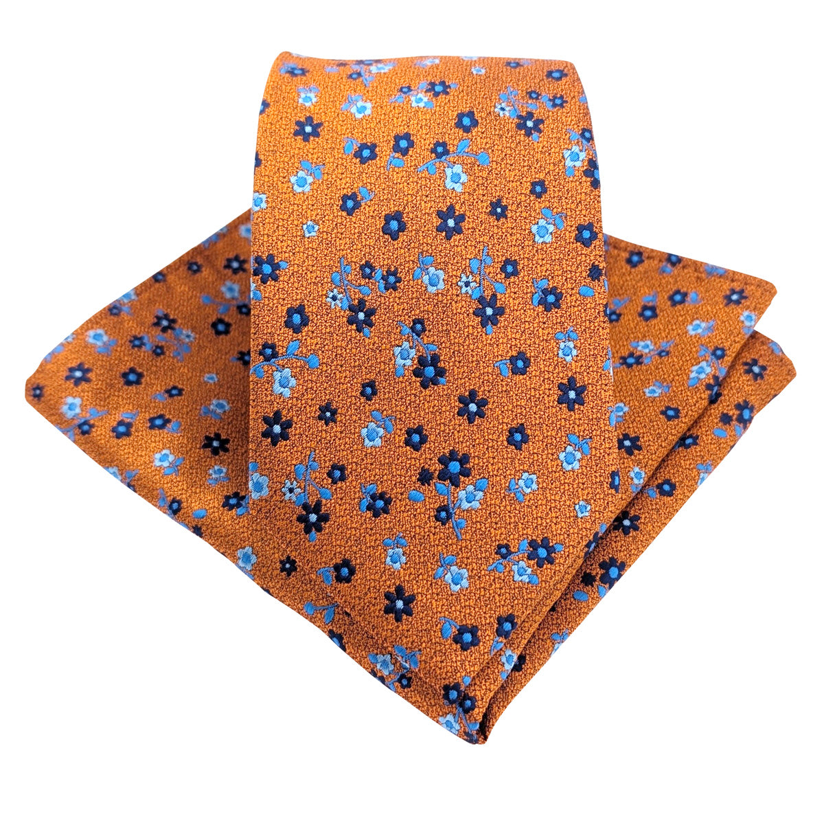 Orange-Ditsy-Floral-Wedding-Tie-and-Pocket-Square