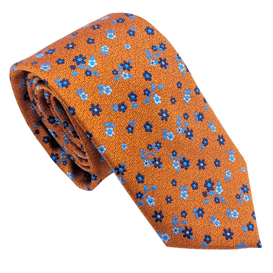 Orange-Ditsy-Floral-Wedding-Tie
