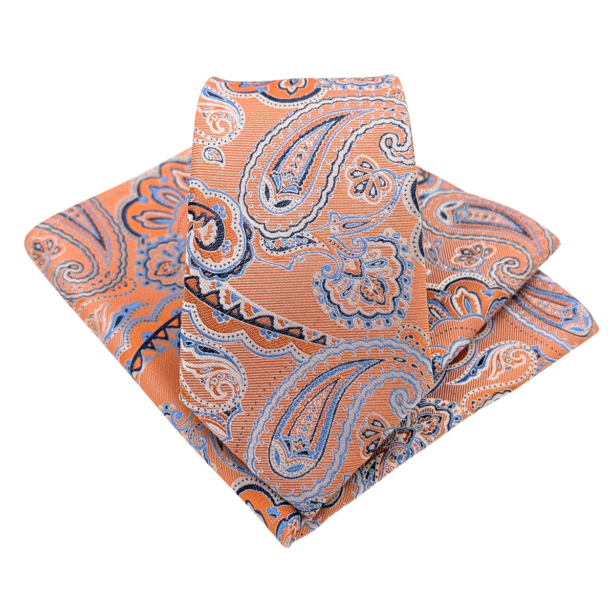 Orange-Paisley-Silk-Wedding-Tie-and-Pocket-Square-Set