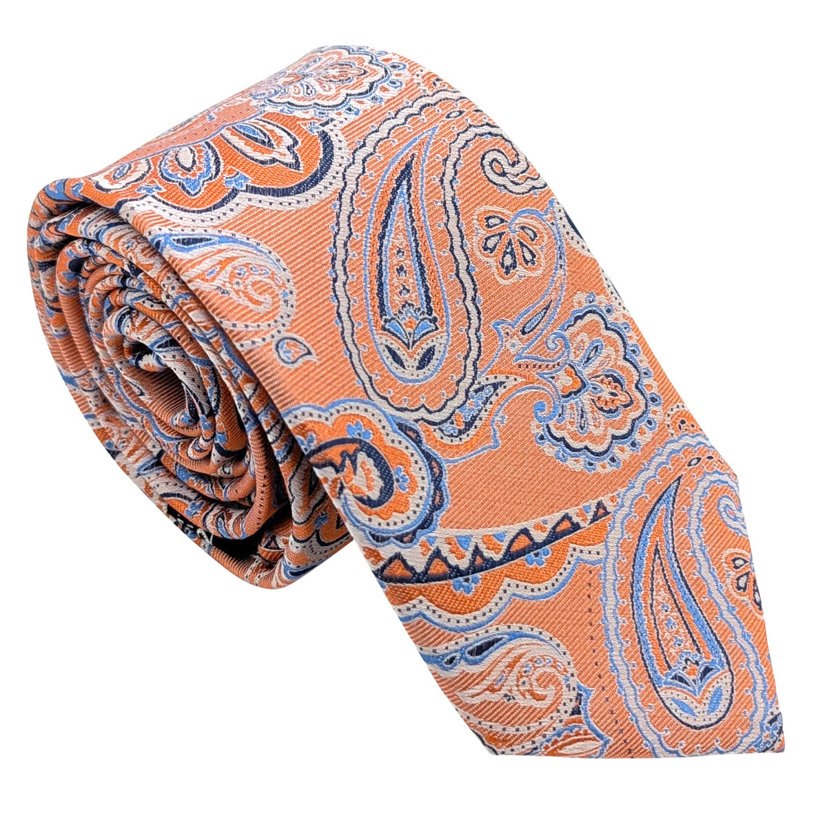 Orange-Paisley-Silk-Wedding-Tie