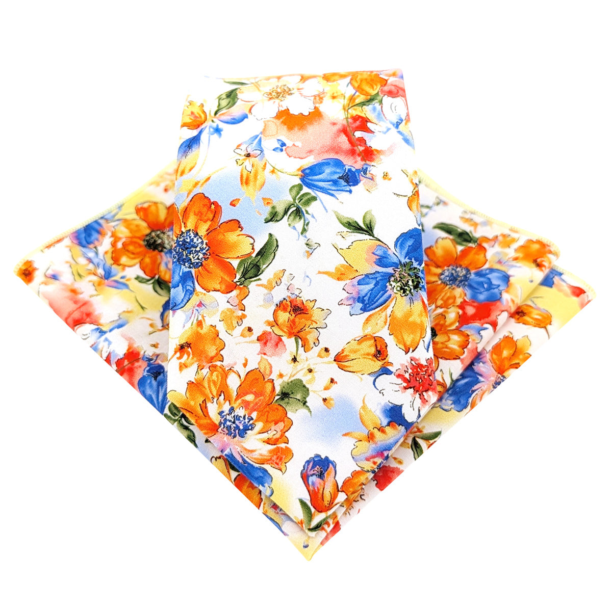 Orange-_-Blue-Floral-Cotton-Tie-and-hanky-set