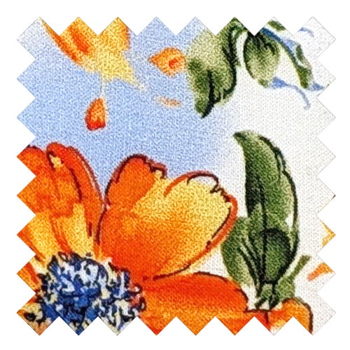 Orange & Blue Floral Cotton Wedding Swatch