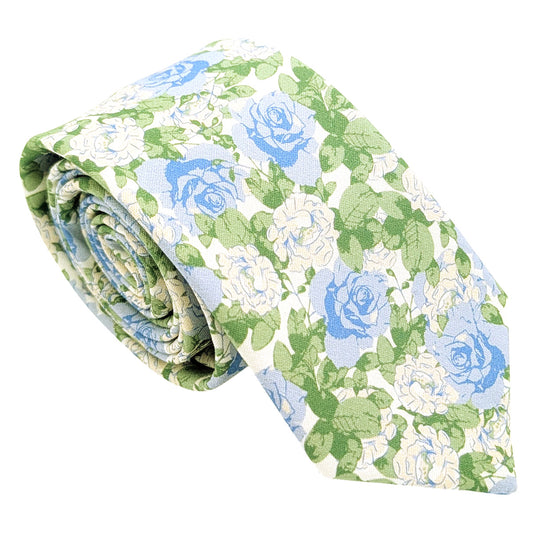 Pale-Blue-Roses-Cotton-Wedding-Tie